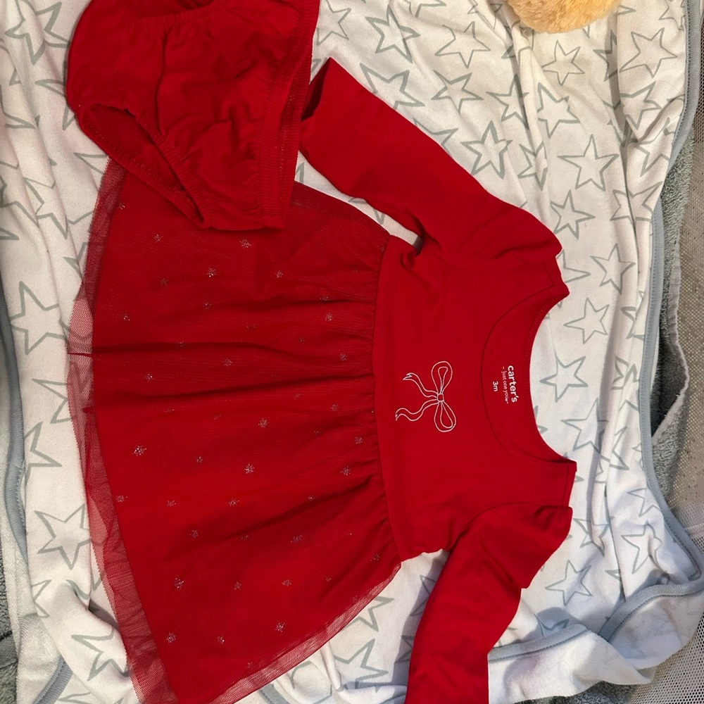 Carter's Red Dress with Tulle Overlay